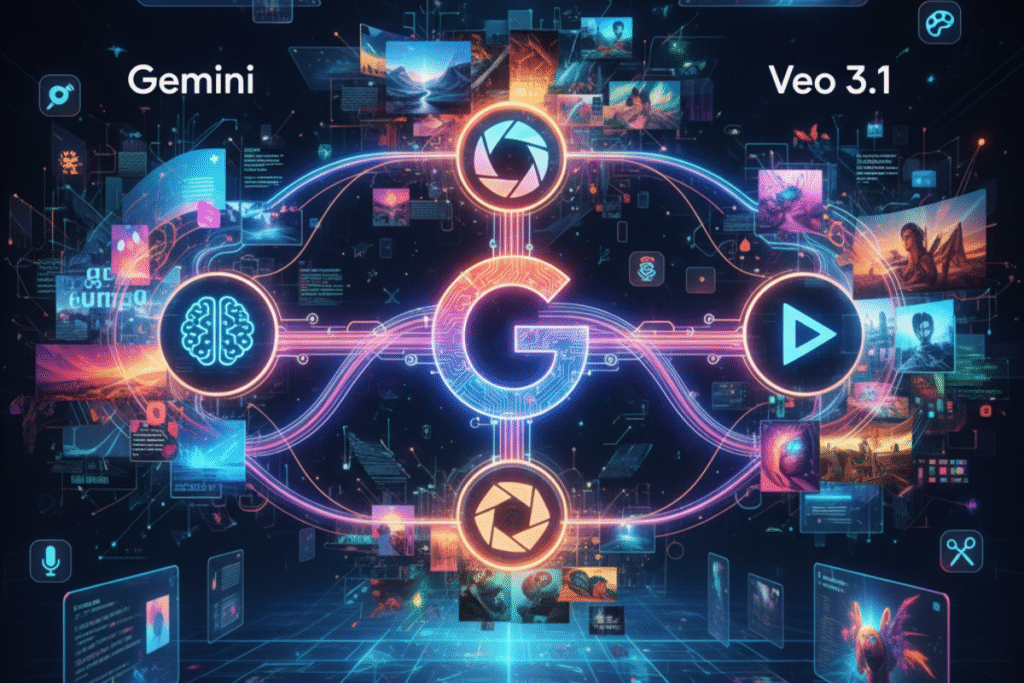 Ecossistema com várias ferramentas de IA do google.